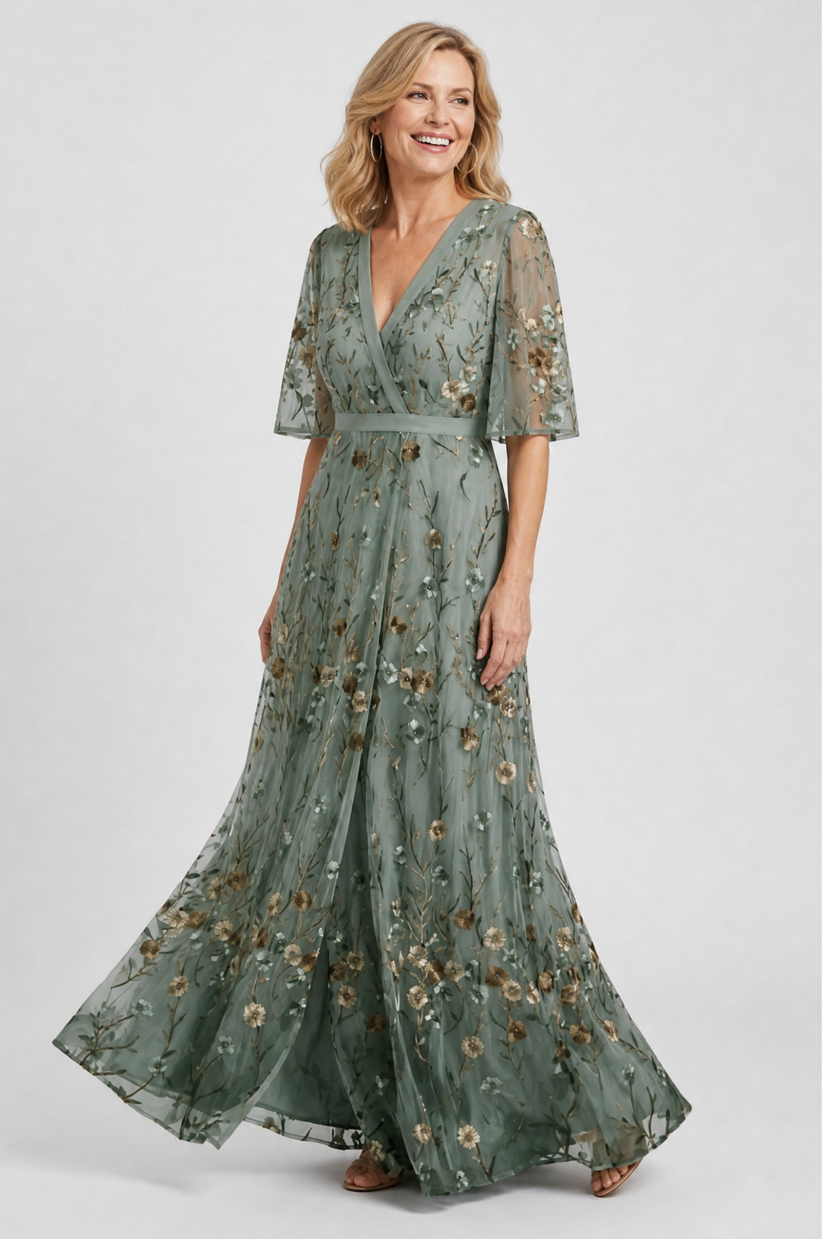 Estelle | V-Neck Embroidered-Look Maxi Dress (kopie) (kopie)